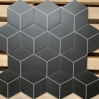 Gạch lục giác đẹp giá rẻ đen kẻ chỉ trắng 20x23