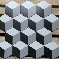 Gạch lục giác đẹp giá rẻ hình lập phương đen trắng 20x23