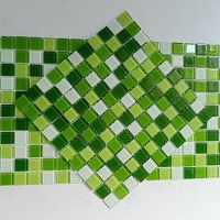 Gạch Mosaic thủy tinh màu trắng xanh lá