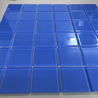 Gạch mosaic thủy tinh màu xanh viên lớn