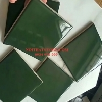 Gạch thẻ vuông xanh lá đậm bóng phẳng 10x10
