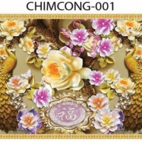Gạch tranh 3D chim công 001