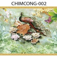 Gạch tranh 3D chim công 002