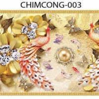 Gạch tranh 3D chim công 003