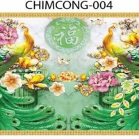Gạch tranh 3D chim công 004