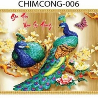 Gạch tranh 3D chim công 006