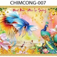 Gạch tranh 3D chim công 007