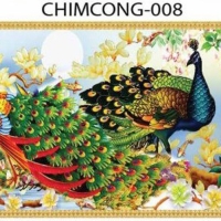 Gạch tranh 3D chim công 008