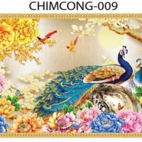 Gạch tranh 3D chim công 009