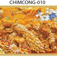 Gạch tranh 3D chim công 010