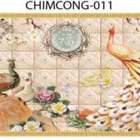 Gạch tranh 3D chim công 011