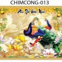 Gạch tranh 3D chim công 013