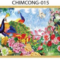 Gạch tranh 3D chim công 015