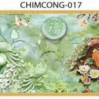 Gạch tranh 3D chim công 017