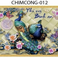 Gạch tranh 3D chim công đẹp 012