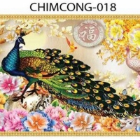 Gạch tranh 3D chim công đẹp 018