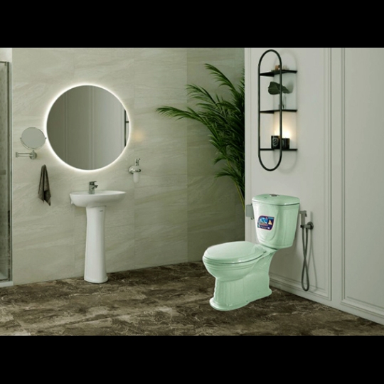 Bàn cầu 2 nhấn Dolacera màu xanh ngọc
