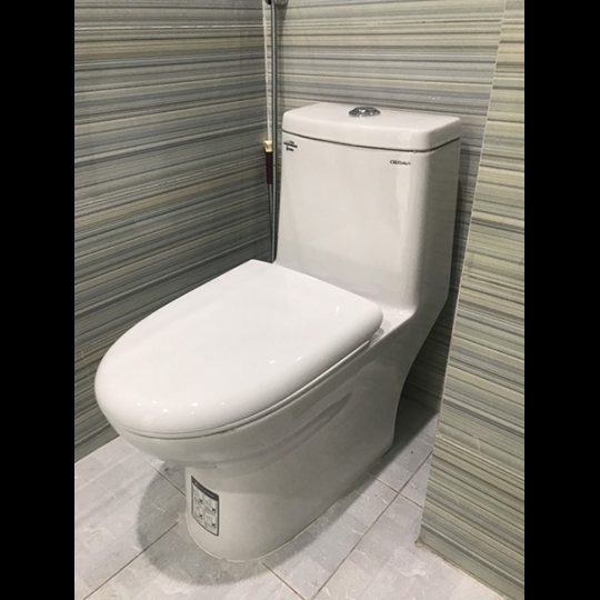 Bồn cầu 1 khối Ceravi C504 (Tặng lavabo, chân chậu)
