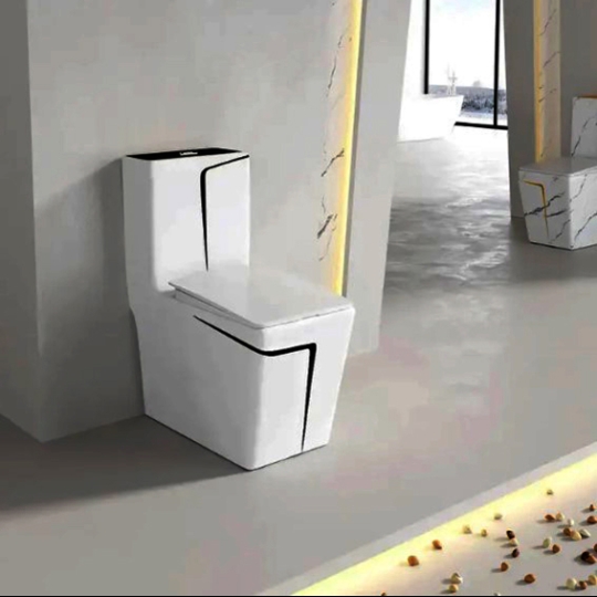Bồn cầu khối cao cấp trắng viền đen