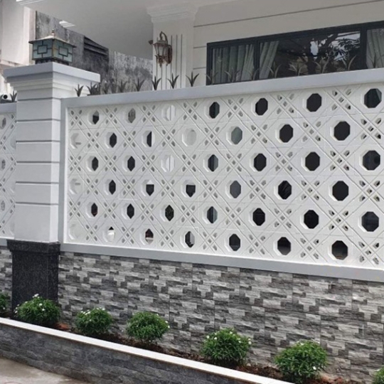 Gạch bông gió trắng hình bát giác
