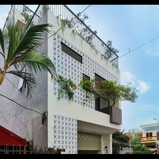 Gạch bông gió trắng hình lá cây