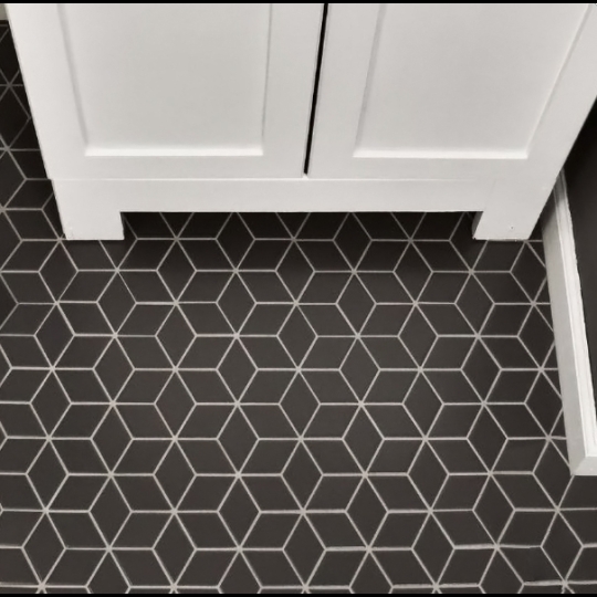 Gạch lục giác đẹp giá rẻ đen kẻ chỉ trắng 20x23