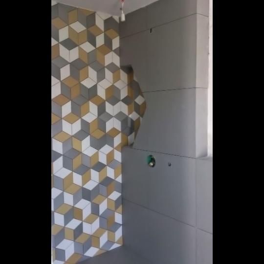 Gạch lục giác đẹp giá rẻ hình lập phương vàng xám 20x23