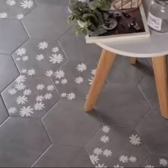 Gạch lục giác đẹp giá rẻ xám bông cúc 20x23
