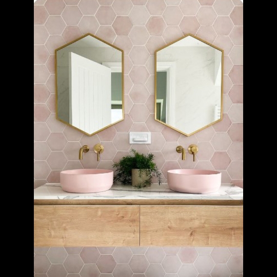 Gạch lục giác hồng pastel