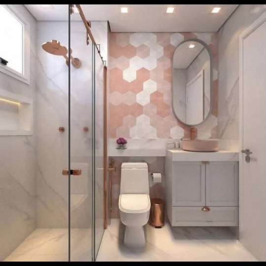 Gạch lục giác hồng pastel