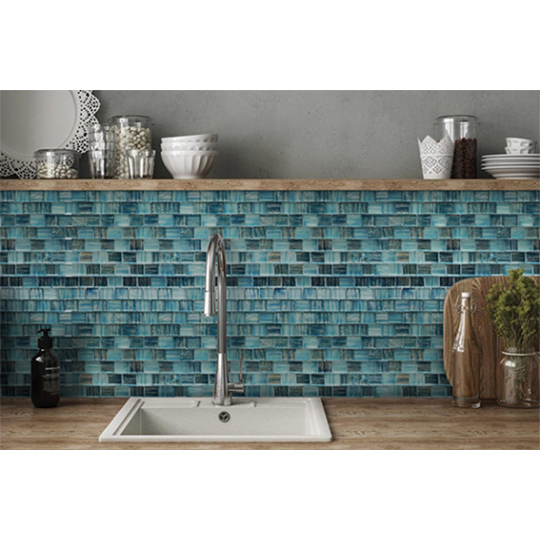 Gạch mosaic gạch thẻ xanh vân đá trắng
