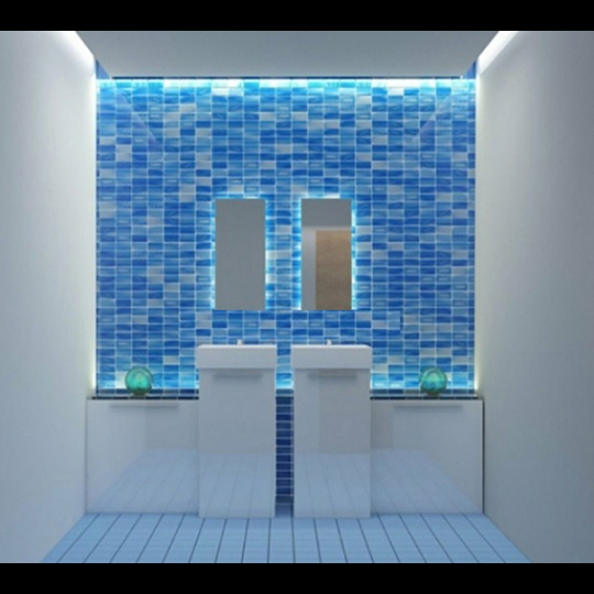 Gạch mosaic gạch thẻ xanh vân đá trắng