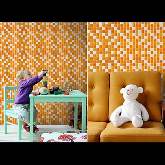 Gạch mosaic thủy tinh màu cam trắng