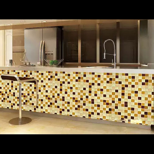 Gạch mosaic thủy tinh nâu cam