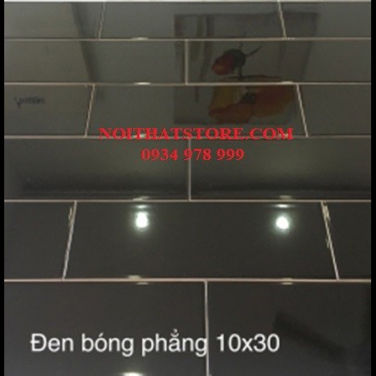 Gạch thẻ 10x30 đen bóng phẳng