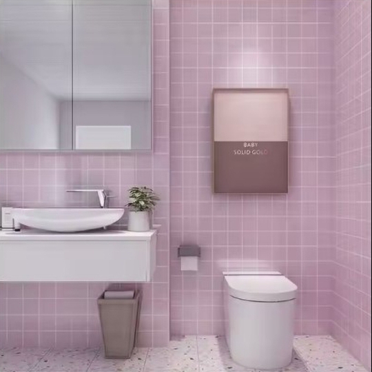 Gạch thẻ vuông hồng bóng phẳng 10x10