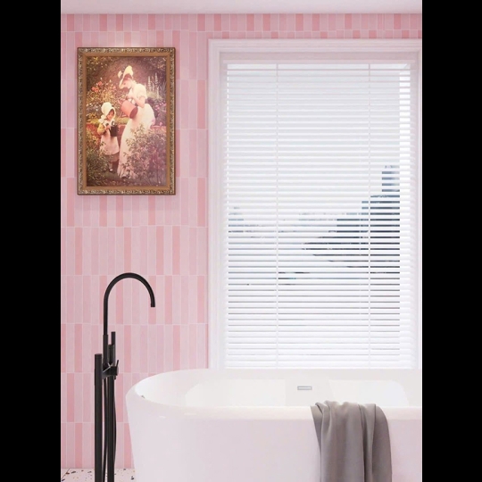 Gạch trang trí 3D 30x60 men siêu bóng hồng nhạt
