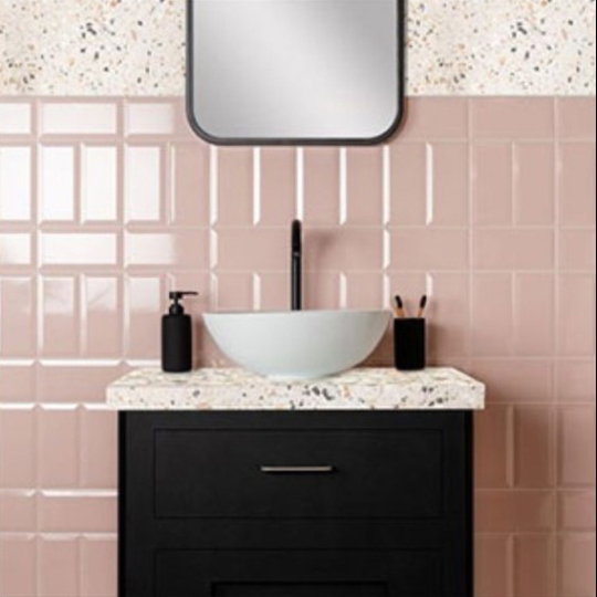Gạch trang trí 3D 30x60 men siêu bóng hồng nhạt