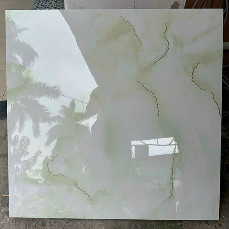 Đá đồng chất khắc kim Trung Quốc 80x80 trắng vân xanh