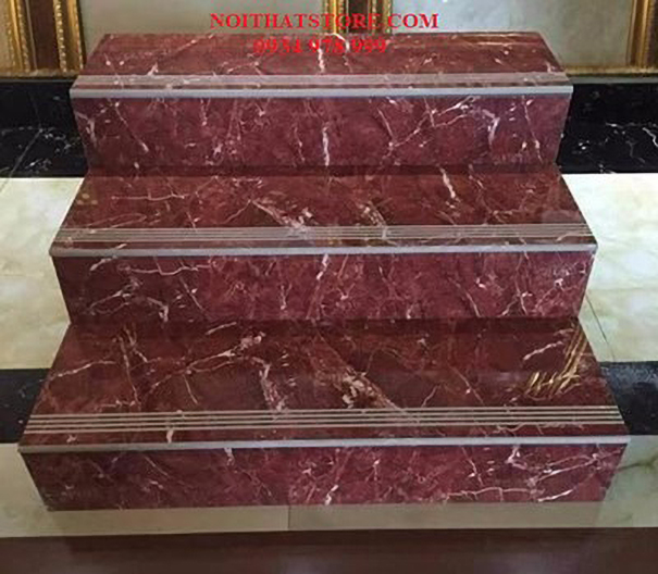 Gạch lát cầu thang 47x100 đỏ vân đá trắng