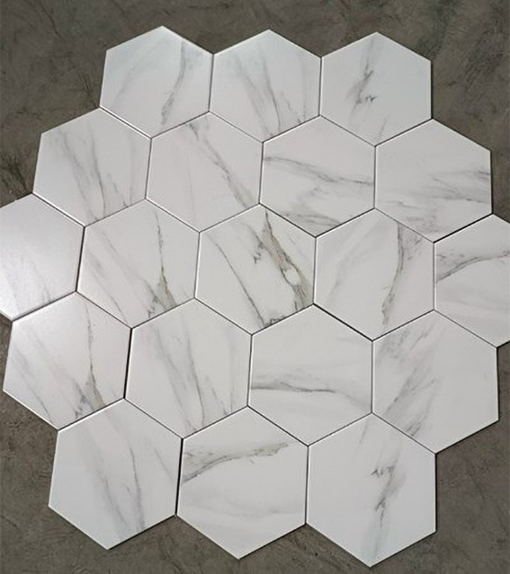 Gạch lục giác đẹp giá rẻ trắng vân khói tự nhiên 20x23