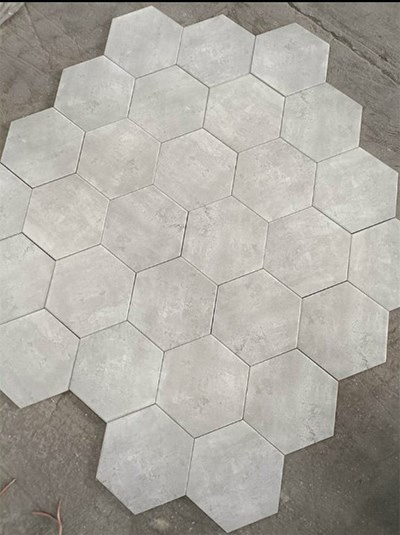 Gạch lục giác đẹp giá rẻ trắng xám mờ xi măng 20x23