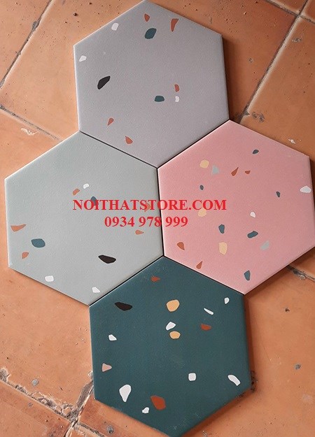 Gạch lục giác sỏi đá đa màu