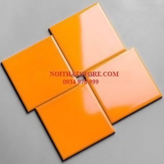 Gạch thẻ vuông cam bóng phẳng 10x10