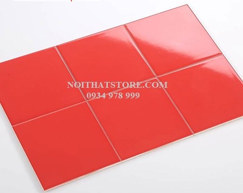 Gạch thẻ vuông đỏ bóng phẳng 10x10