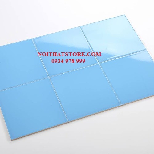 Gạch thẻ vuông xanh dương bóng phẳng 10x10
