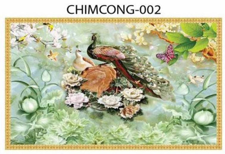 Gạch tranh 3D chim công 002