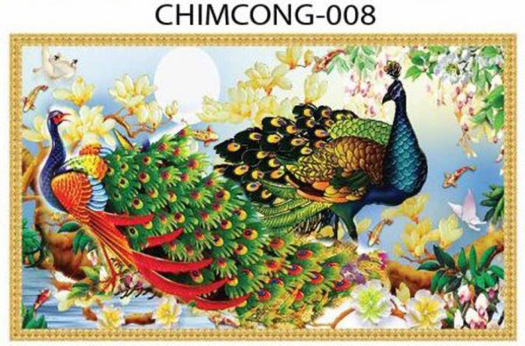 Gạch tranh 3D chim công 008