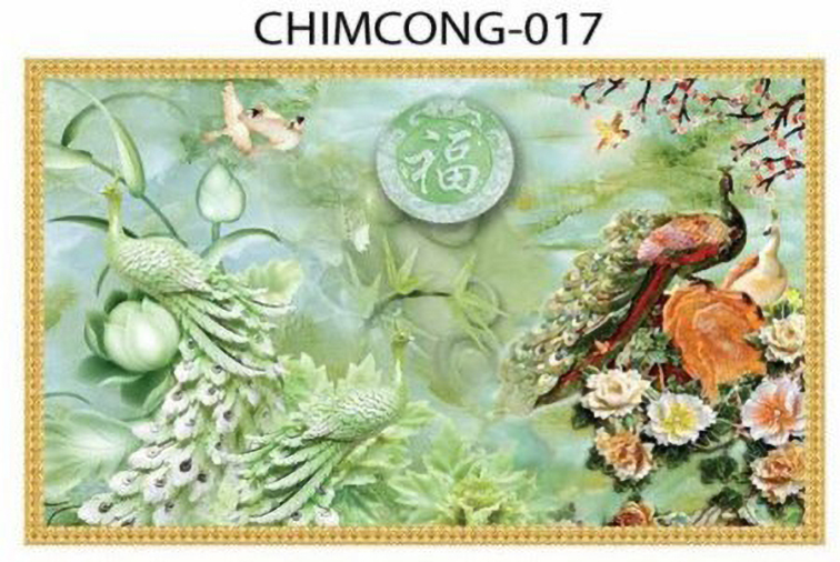 Gạch tranh 3D chim công 017