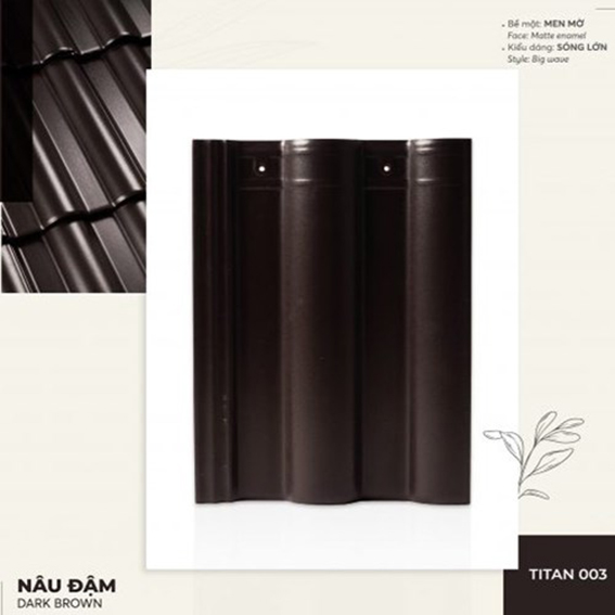 Ngói tráng men Đồng Tâm Titan cao cấp nâu đậm